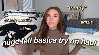 HUGE FALL BASICS TRY ON HAUL 2023  aritzia skims brandy melville sézane amp more trendy [upl. by Campball812]