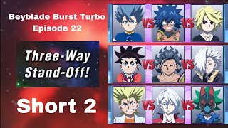 BEYBLADE BURST TURBO Episode 22  ThreeWay StandOff  Beyblade Burst Rivals  Short 2 [upl. by Ynwat]