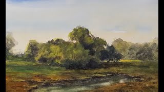 Watercolor Landscape Painting Tonalism Luminism demo [upl. by Darej519]