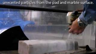 Marble polishing pads demo on curved Bianco Carrara [upl. by Odlamur51]