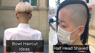 best Half Head Shaved Nape Bob Haircuts and Best Bowl Haircut stylesBowl HaircutNew Haircut styles [upl. by Atilrep]