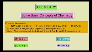 Consider the reaction 4HNO3l  3KCls → Cl2g  NOClg  2H2Og  3KNO3s The amount of HNO3 [upl. by Orvas]