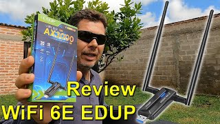 Review Adaptador WiFi EDUP USB 6E Maxima Velocidad Minima latencia con Antena de Alta Ganancia [upl. by Lebbie]