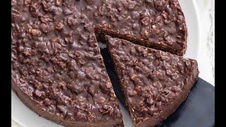 How to make 3 ingredients chocolate oatmeal cakeNo bake chocolate oat cake recipe  کیک شکلاتی جو [upl. by Kaiulani]