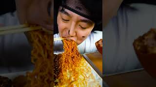 ASMR MUKBANG BLACK BEAN NOODLES SPICY NOODLES Kielbasa SAUSAGE EATING SOUNDS Shorts [upl. by Botnick]