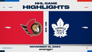 NHL Highlights  Senators vs Maple Leafs  November 12 2024 [upl. by Tufts]