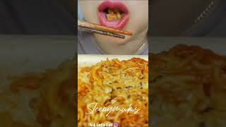 asmr cheesy samyang noodles fish cake  NE LETS EAT mukbang eating sounds shorts [upl. by Sadie]