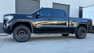 3” lift on a 2022 1500 GMC Sierra AT4 with Westcott Designs fender liner pull back￼￼ [upl. by Dream]