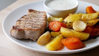 Schweinesteaks mit Ofengemüse amp Aioli  Pork Steaks with Oven Vegetables amp Aioli  ENG SUBS [upl. by Curren]