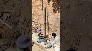 Steel Bar installation for stump column of villa project [upl. by Garrot918]