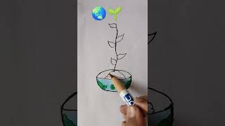 🌏🌱 Save Earth Plant More Tree trending art drawing viralshort painting satisfying shorts [upl. by Karil]