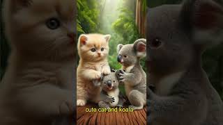 A cute and beautiful yellow cat is playing with a cute koala animal cat cute kitten catlover [upl. by Troc]