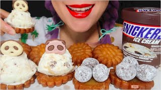 ASMR Yakgwa with Snickers Ice Cream 약과 amp 스니커즈 아이스크림 먹방 CURIEASMR [upl. by Schlicher994]