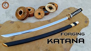 Forging Katana Sword out of Rusty Engine gear [upl. by Krein]