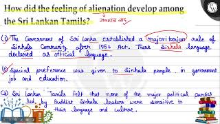 How did the feeling of alienation develop among the Sri Lankan Tamils 1 The Government of Sri [upl. by Nipahc542]