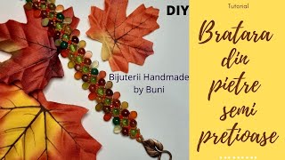 Bratara handmade din pietre semipretioase  Culorile toamnei  Gemstone bead bracelet tutorial [upl. by Letney]