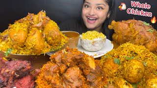 SPICY WHOLE MUGLAI MURG CHICKEN BIRYANI MUTTON BIRYANI EGG BIRYANI AND CHICKEN LOLLIPOP 🍗EATING [upl. by Boeschen]