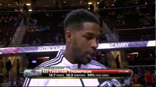 Tristan Thompson Kisses Pretty Reporter During Interview [upl. by Maurey]