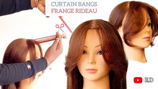 Frange rideau longue dégradéecurtain bangs layered haircutFlequillo tipo cortina a capascurtains [upl. by Ilhsa]