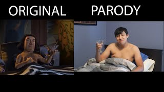 Shrek  Lord Farquaad Bed Scene  Original Vs Parody  Side by Side Comparison [upl. by Ynos]