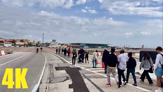 4K Gibraltar Airport Walk to Casemates Square  British Overseas Territory [upl. by Bish]