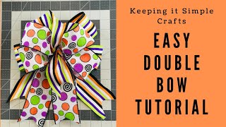 EASY DOUBLE BOW TUTORIAL PERFECT FOR CRAFTS WREATHS GIFT WRAPPING GARLANDS SWAG HOLIDAY DECOR PARTY [upl. by Servetnick]