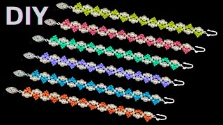 Simple beading pattern for bracelet making Colorful beaded bracelets [upl. by Akima]