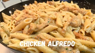 Lazy Creamy Chicken Alfredo Pasta Recipe  Alfredo From A Jar [upl. by Erme]