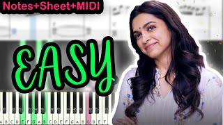 PIKU Sarod Theme  NotesSheetMIDI  EASY Piano Tutorial [upl. by Akkim254]