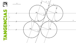 Circunferencias Tangentes a 2 rectas que se cortan dado el Radio  Tangencias [upl. by Ehcnalb112]