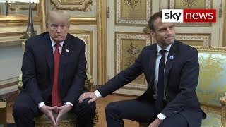 Donald Trump and Emmanuel Macron turn frosty [upl. by Hayward]