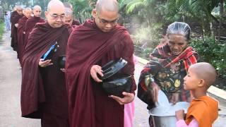 Shwe Oo Min Monastery Pindapat Alms Round [upl. by Eekcaj]