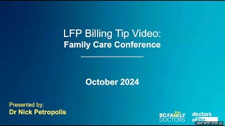 LFP Billing Tip Family Care Conference [upl. by Lisab416]