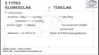 Lec 7 Types of Proteinuria Tubular and Glomerular Proteinuria  Renal [upl. by Ellehciram337]