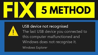 How to Solve a USB Device Not Recognized Error Fixing USB Recognition Issues in Windows  5 Methods [upl. by Kraul864]