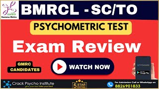 Exam Review I BMRCL SC TO Psycho Candidates I Must watch video to everyone I Syllabus amp Pattern [upl. by Jamey]