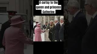 A curtsy to the queen and princess Catherine during their visit to Kings college London [upl. by Elahcim]