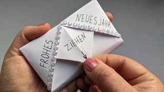 DIY Überraschungskarte basteln für Neujahr Neujahrskarte basteln [upl. by Echikson81]