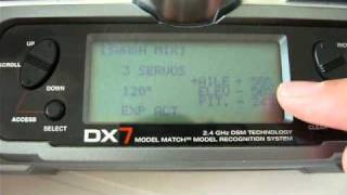 Configuracion Radio DX7 para TREX 500 Flybarlesswmv [upl. by Sivolc]