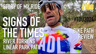 Story of my ride TDU2024 Signs of the teams cycling in Adelaide – River Torrens Linear Park Path [upl. by Emirac850]