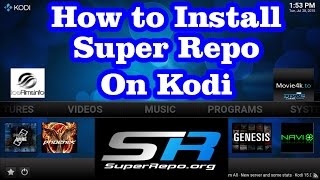 How to Install SuperRepo Addons Repository  on Kodi XBMC  free moviesshowslive tv [upl. by Ecienal]