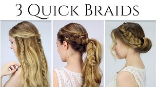 3 Quick Braided Hairstyles for 2015 [upl. by Ennasor]