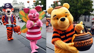 Pooh Eeyore Tigger amp Piglet  Trolley Halloween Cavalcade at Magic Kingdom 2020 MultiAngle [upl. by Ikik636]