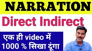 Narration in English grammar  Direct indirect speech Reported speech [upl. by Most]