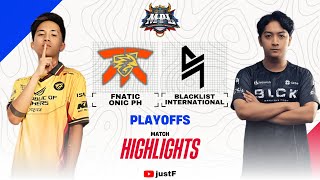 ONIC vs BLCK HIGHLIGHTS  MPL PH S13 Playoffs Day 1 FNATIC ONIC PH vs BLACKLIST INTERNATIONAL [upl. by Oznecniv113]