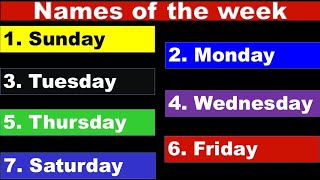 Days Names without spelling pronunciation [upl. by Fawn]