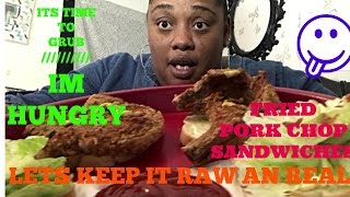 FRIED PORK CHOP SANDWICH  HOME MADE FRENCH FRIES MUKBANG  EATING SHOW [upl. by Donna]