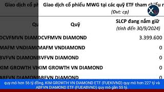 MWG trở lại loạt Diamond ETF tổng quy mô 14000 tỷ đồng sẽ mua bán ra sao trong kỳ review tháng 10 [upl. by Ahteral949]