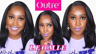 Perfect Yaki 13x6 Synthetic Lace Front Wig outrehair Perfect Hairline  LEOMIE [upl. by Nallak]