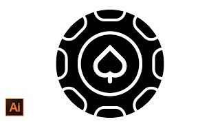 Poker Chip Icon with Shape Builder in Adobe Illustrator  DesignMentor [upl. by Nanete]